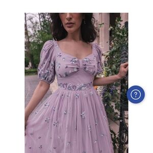 Purple Floral Embroidered Dress